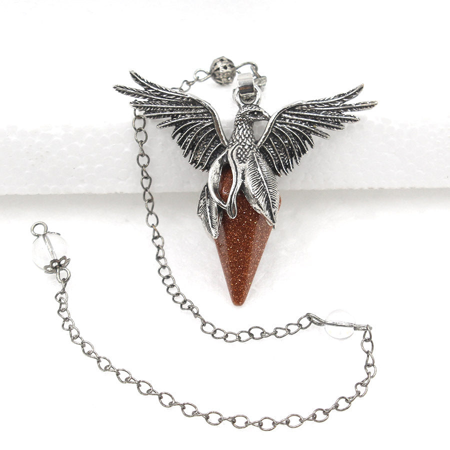 Crystal Rhombus-Cone Cut Peacock Spirit Pendulum