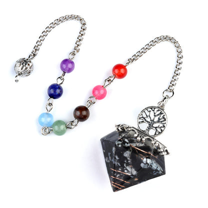 Chakra colorful bead chain crystal resin diamond pendulum