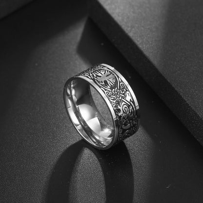 Vintage Antique Solid Stainless Steel Viking Tree of Life Band Ring for Men