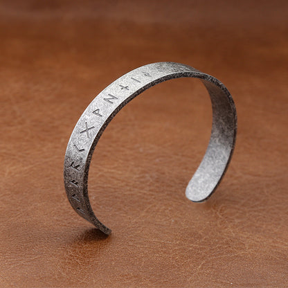 Men's Retro Viking Rune Open Cuff Bracelet