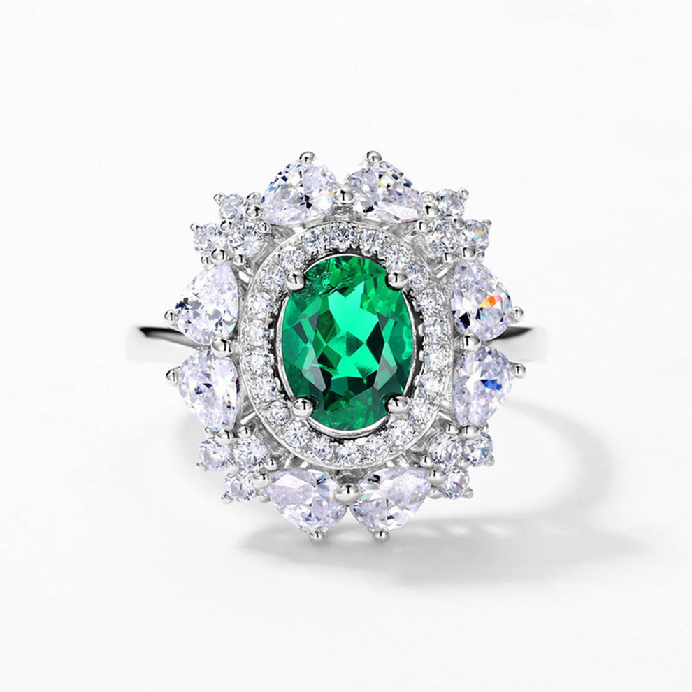 Women's White Gold Sunflower Halo Signet Adjustable Ring