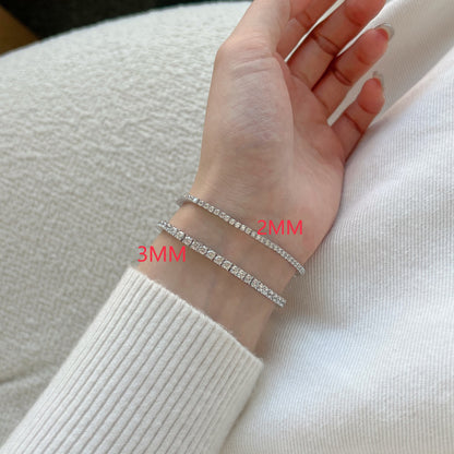 Women's Fashion Design 3MM Width Tennis Bracelet, Round Zirconia Paved Inlay, S925 with White Gold Plating