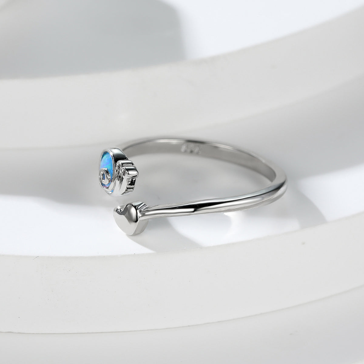 Women's Snail Heart Open Opal ring with Zirconia