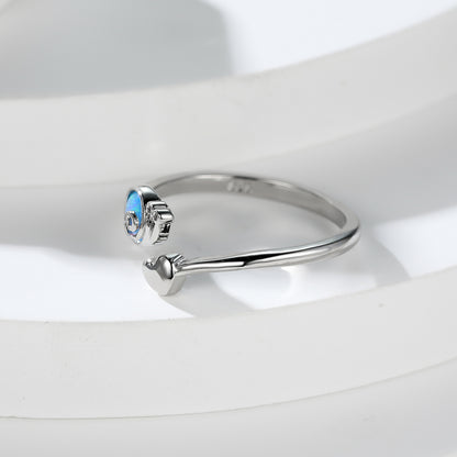 Women's Snail Heart Open Opal ring with Zirconia