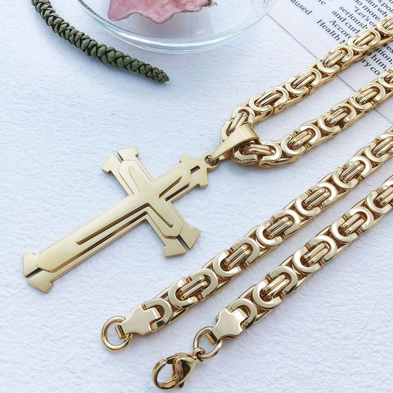 Fashionable Men's Three-Layer Cross Necklace