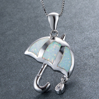Opal Umbrella Pendant Necklace