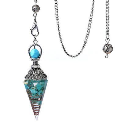 Antique silver crystal semi-precious stone multi-colored gravel resin spirit pendulum