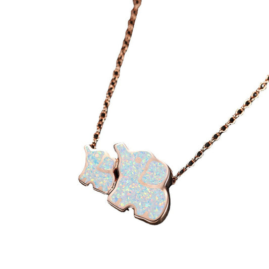 Opal Elephant Necklace