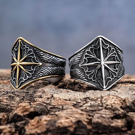Men's Viking Eight-Pointed Star Stainless Steel Ring