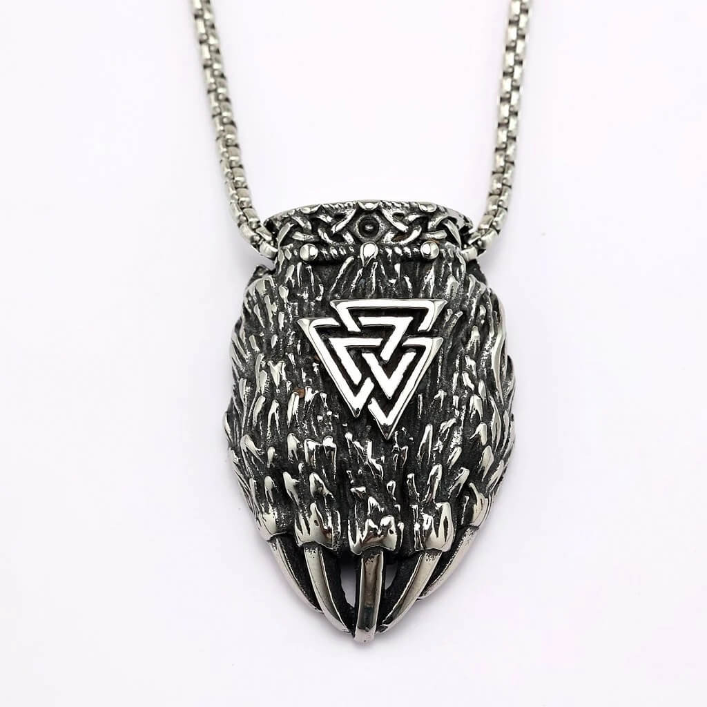 Vintage Stainless Steel Viking Bear Claw Pendant Necklace for Men
