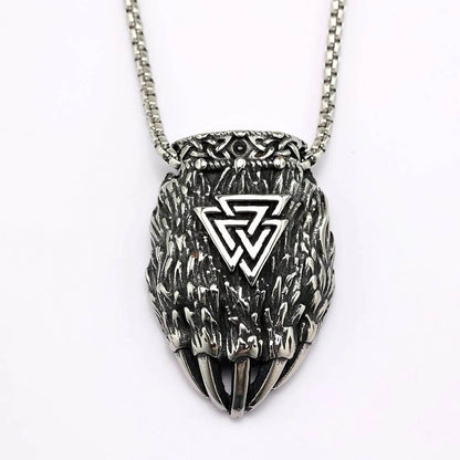 Vintage Stainless Steel Viking Bear Claw Pendant Necklace for Men