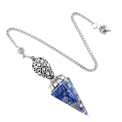 Silvery Crystal Agate Resin Hexagonal Pyramid Spirit Pendulum