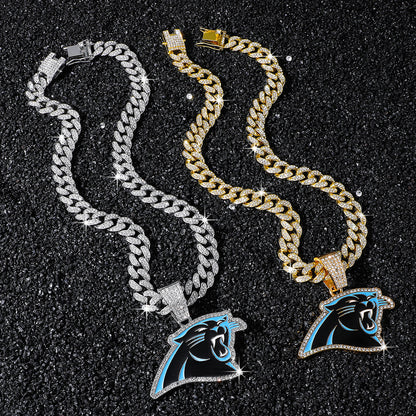 Hip-Hop Style Black Panther Football Team Logo Cuban Chain Pendant Necklace