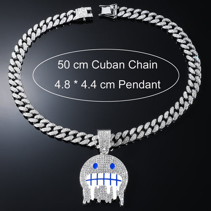 Hip-Hop Ice Face Emoji Cuban Chain Pendant Necklace