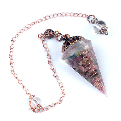 Colorful crystal clock pendulum ancient red copper flower base resin spirit pendulum