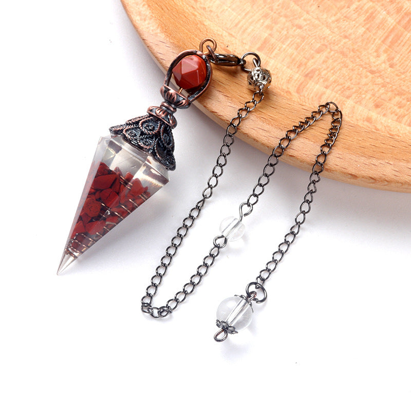 Antique copper crystal semi-precious stone multi-colored gravel resin spirit pendulum