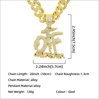 Hip-Hop Letter Cuban Chain Pendant Necklace