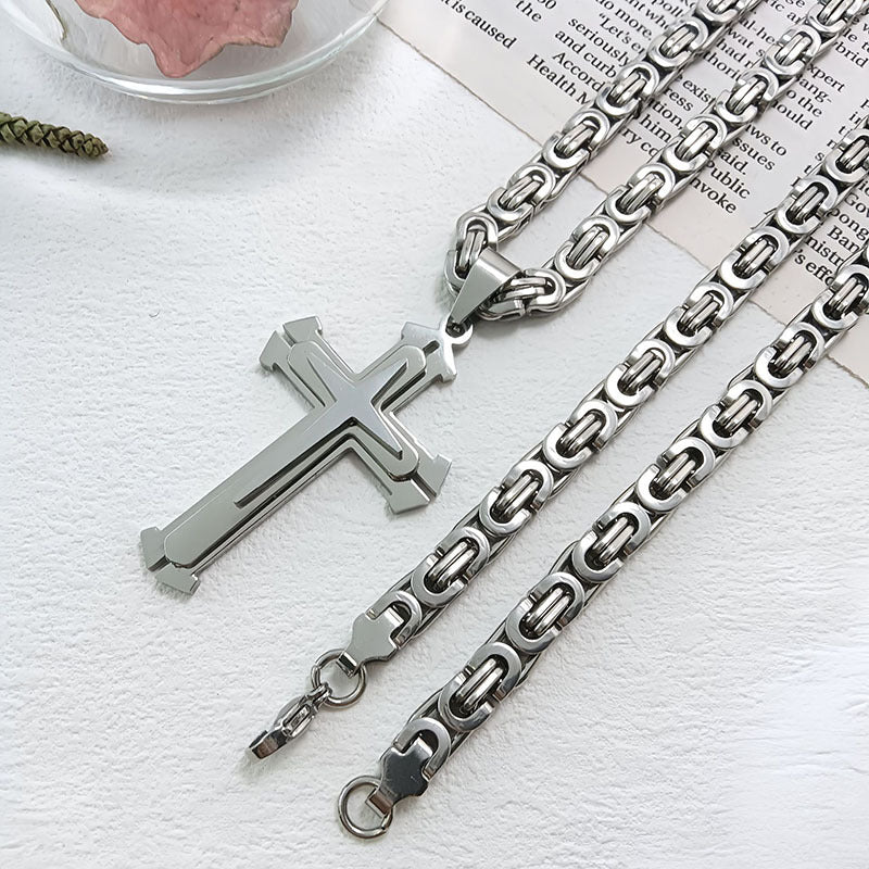 Fashionable Men's Three-Layer Cross Necklace