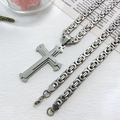Fashionable Men's Three-Layer Cross Necklace