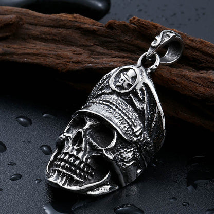 Men's Steel Hat Skull Pendant Necklace