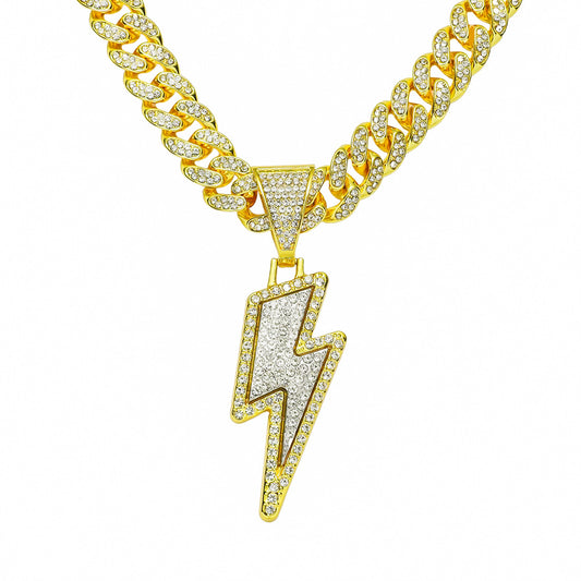 Hip-Hop Lightning Cuban Chain Pendant Necklace