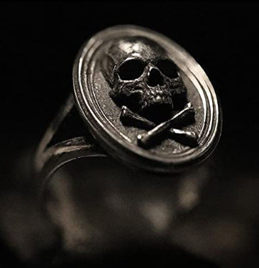 Men's Vintage Round Skull Crossbones Ring