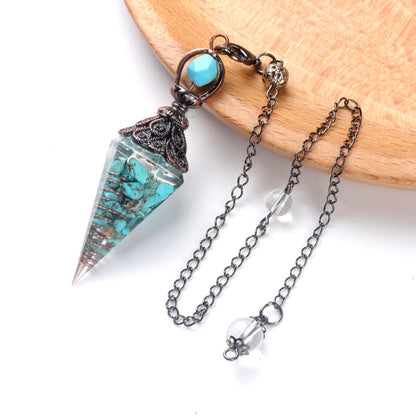 Antique copper crystal semi-precious stone multi-colored gravel resin spirit pendulum