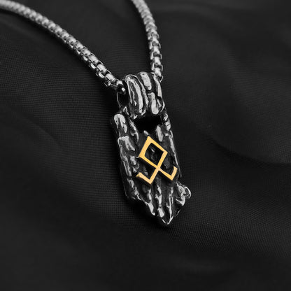 Vintage Nordic Stainless Steel Men's Unique Viking Rune Pendant Necklace
