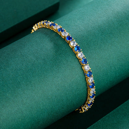 Women&Men's Round 4mm golden zircon eight-character buckle tennis bracelet