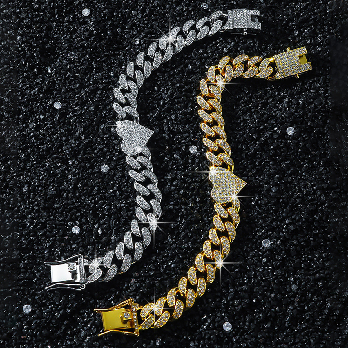 Hip-Hop Style Heart-Shaped Patchwork Bracelet