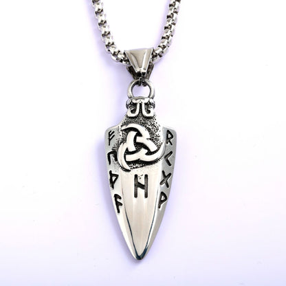 Vintage Stainless Steel Men's Viking Double Sided Celtic Knot Pendant Necklace