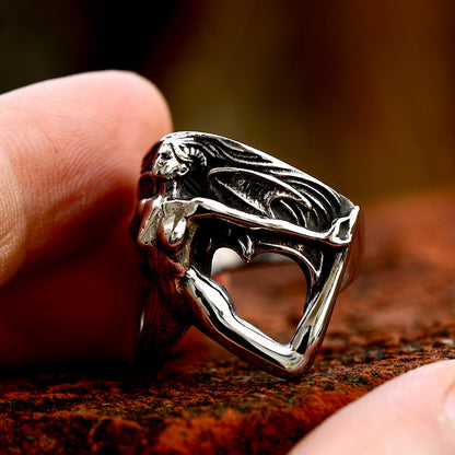 Men's Gothic-style demon ring