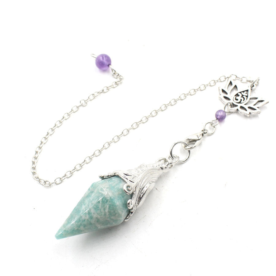 Lotus Chain Cut Pyramid Crystal Spirit Pendulum