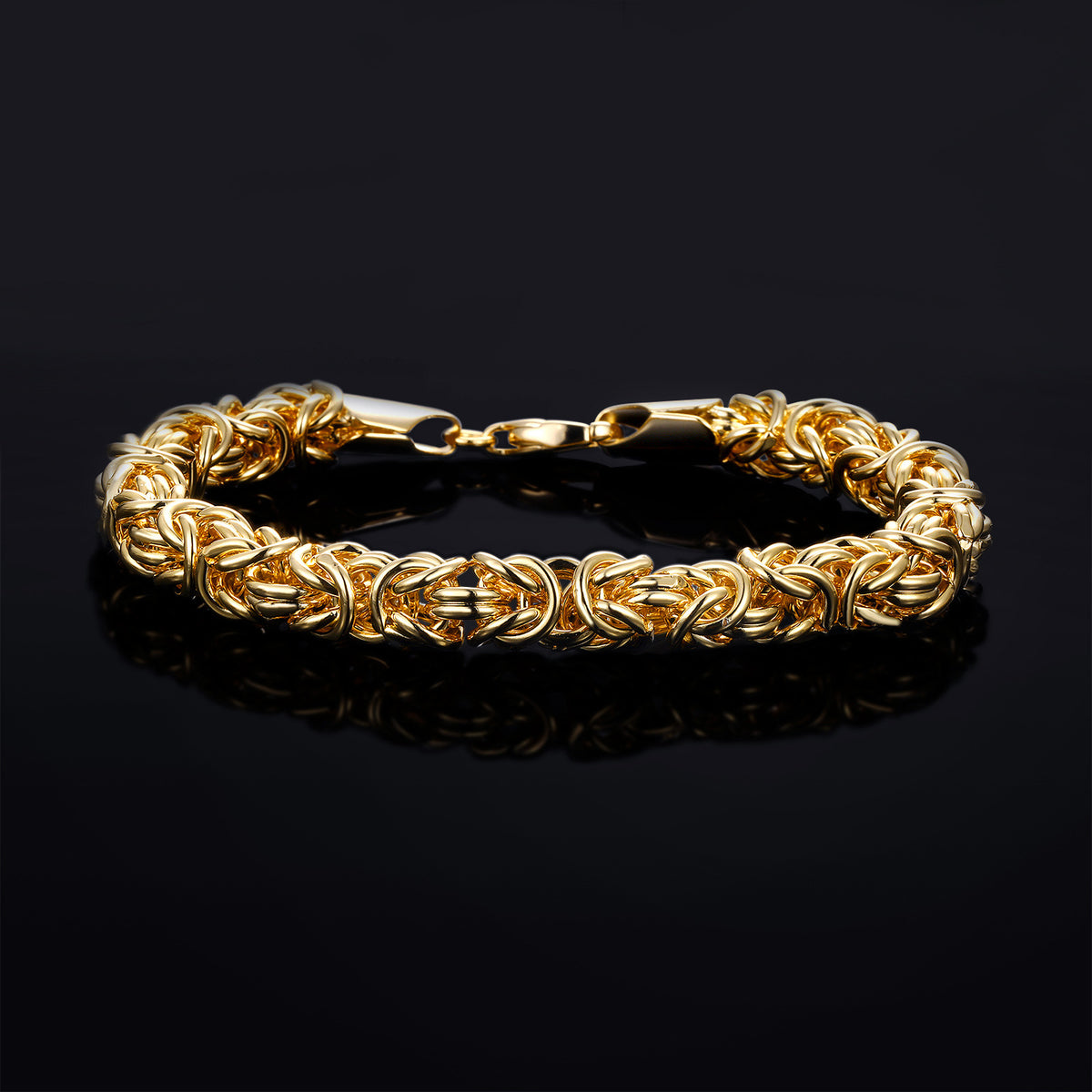 Women&Men's Vintage 18k Gold-Plated Lobster Clasp 7mm Fried Dough Twists Chain Bracelet