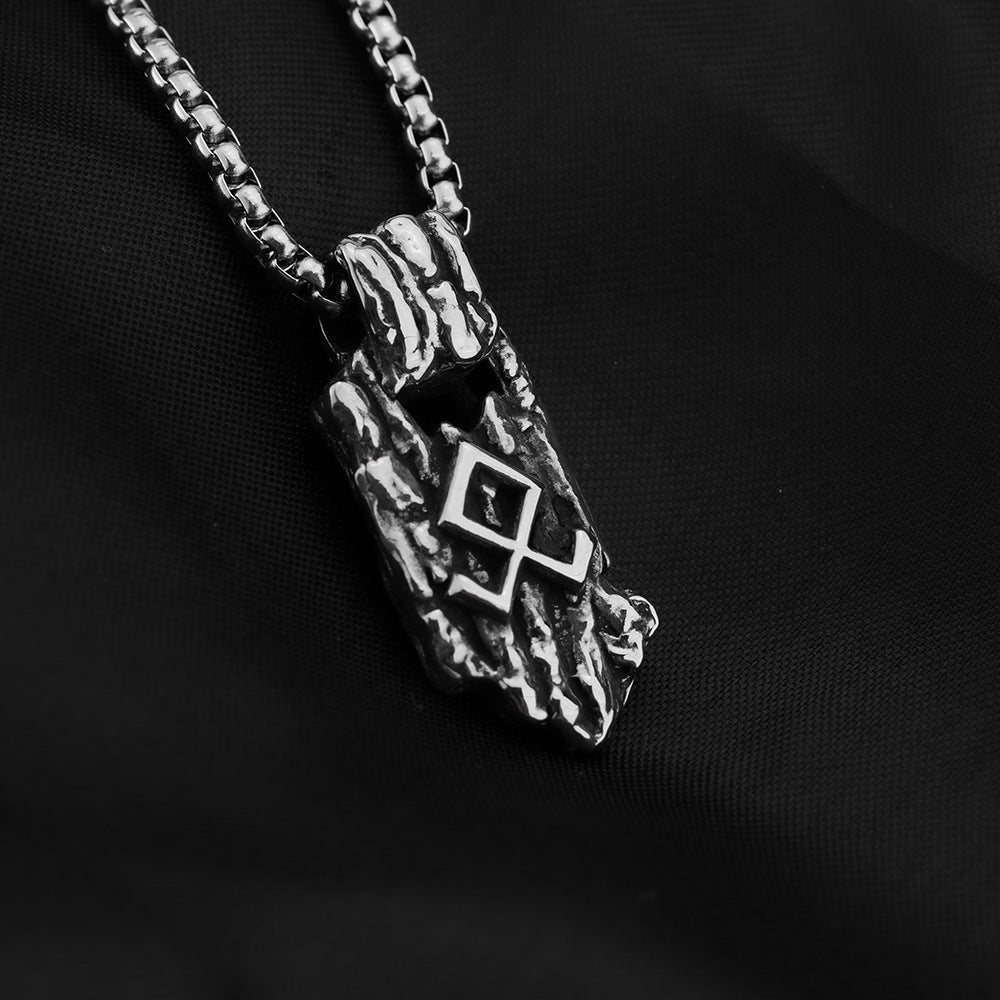 Vintage Nordic Stainless Steel Men's Unique Viking Rune Pendant Necklace