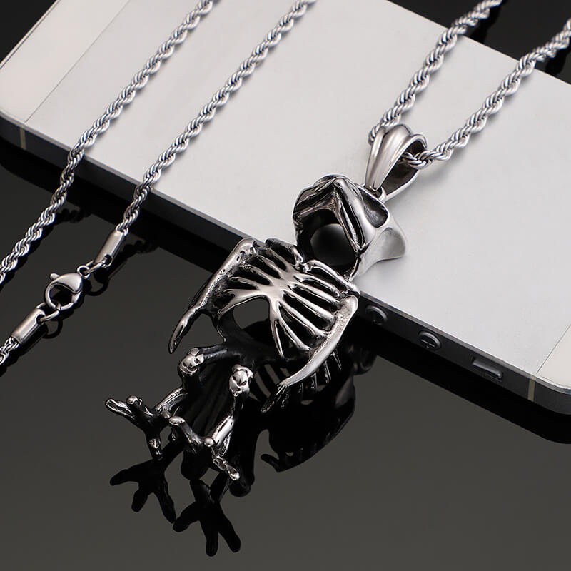 Men's Fashionable Owl Skull Pendant Necklace