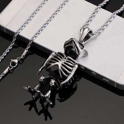 Men's Fashionable Owl Skull Pendant Necklace