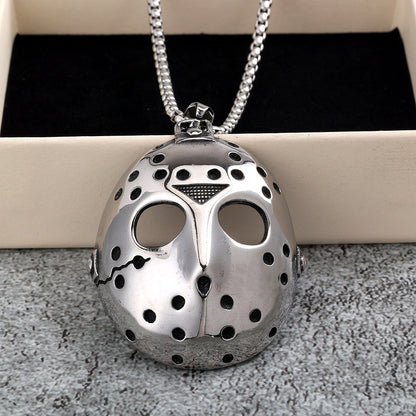 Vintage Stainless Steel Men's Jason Mask Pendant Necklace
