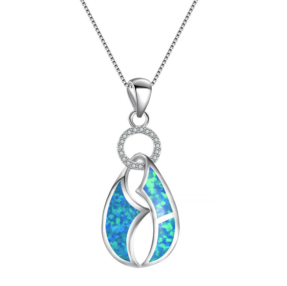 Opal single-ring pendant necklace