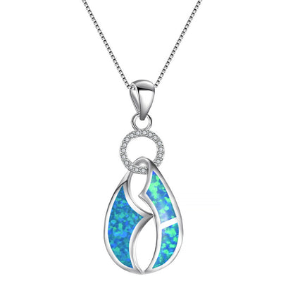 Opal single-ring pendant necklace