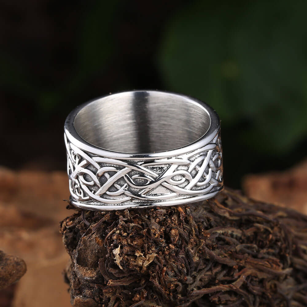 Vintage Nordic Solid Stainless Steel Viking Nine-Tailed Fox Ring for Men