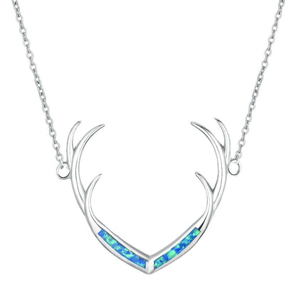 Deer Antler  Opal Necklace