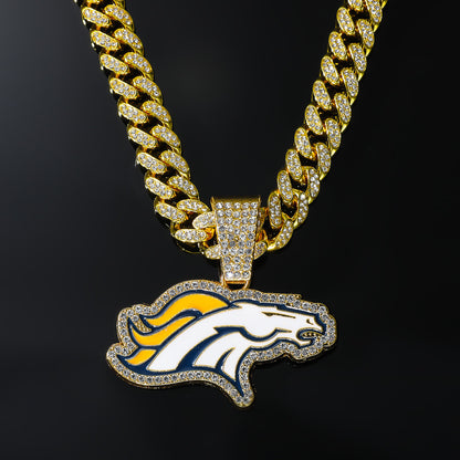 Hip-Hop Animal Horse Head Cuban Chain Pendant Necklace