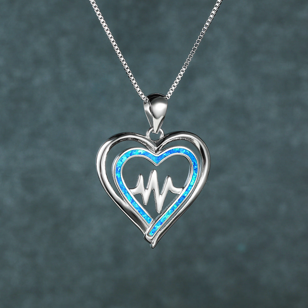 Opal Electrocardiogram Necklace