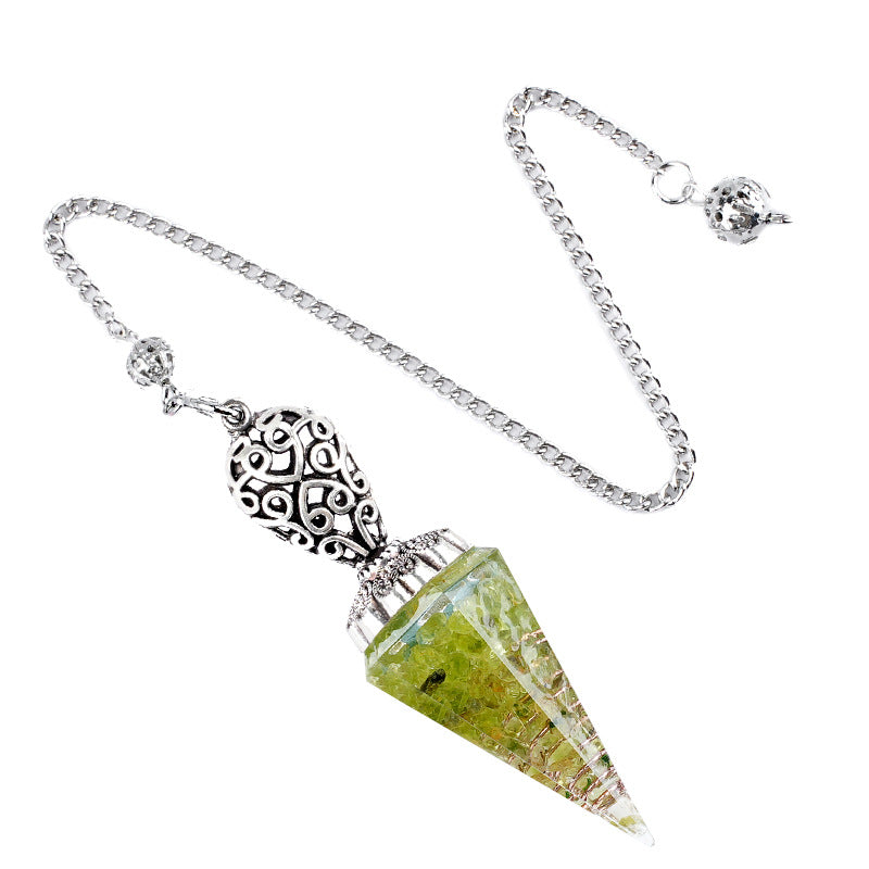 Silvery Crystal Agate Resin Hexagonal Pyramid Spirit Pendulum