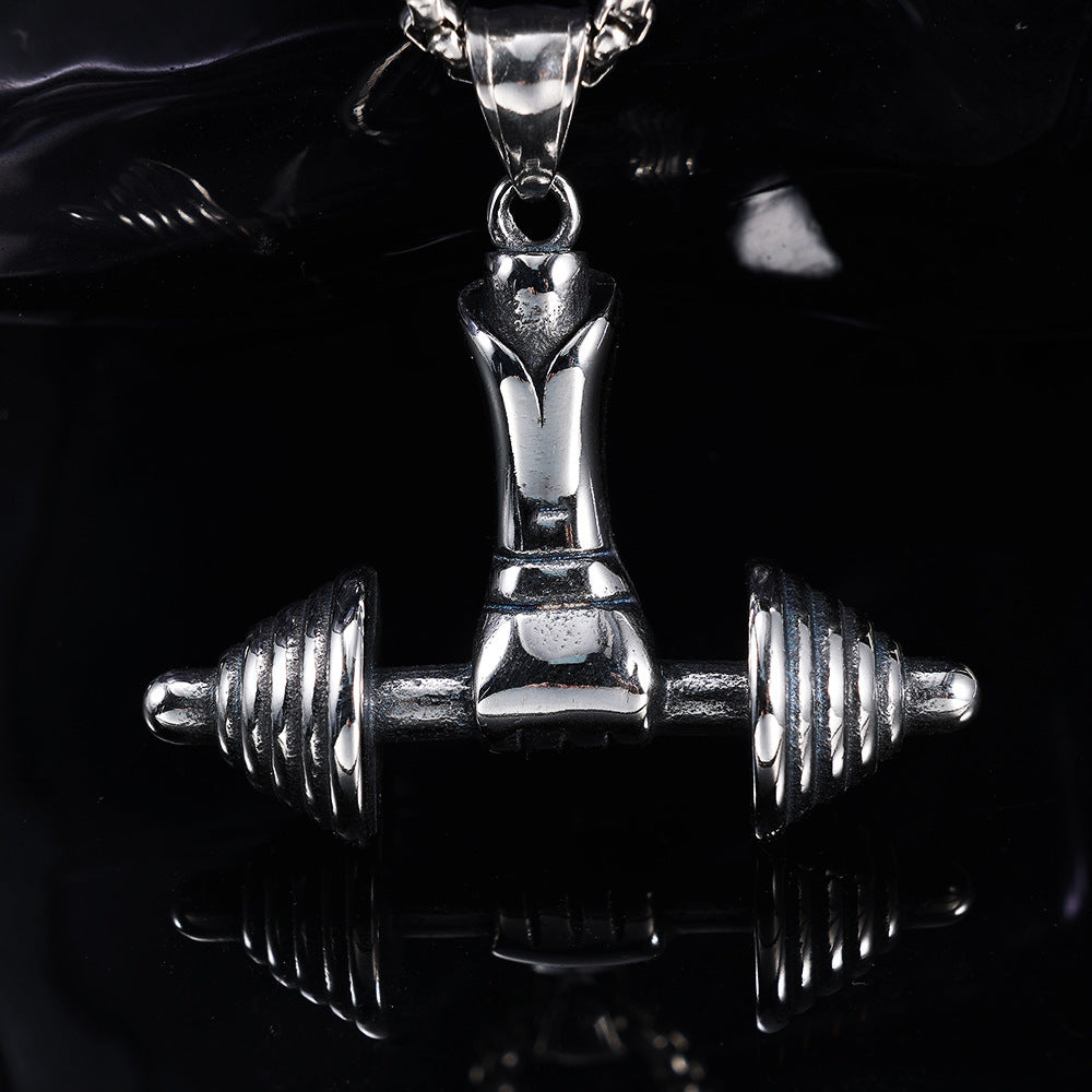 Men's Steel Hand Grip Dumbbell Pendant Necklace