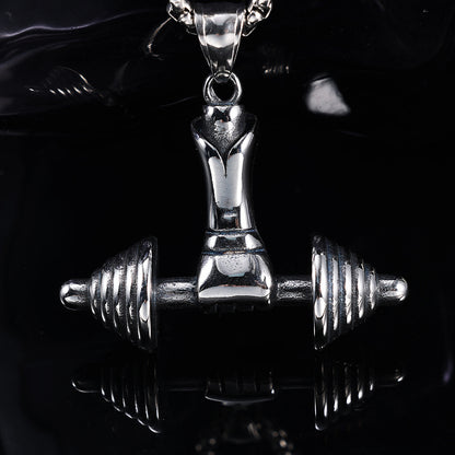 Men's Steel Hand Grip Dumbbell Pendant Necklace