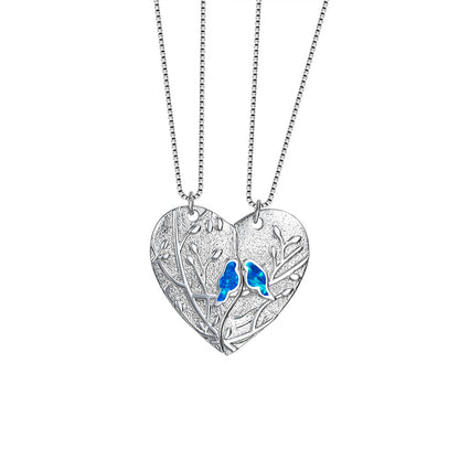 Blue Opal Love Puzzle Bird Set Necklace