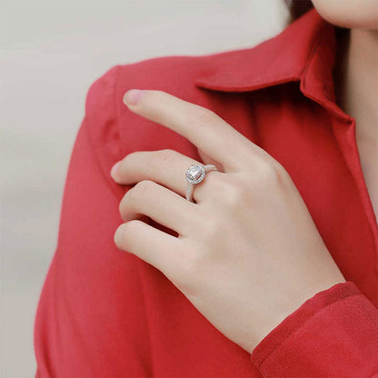 Women's White Gold Channel Setting Adjustable Moissanite Halo Ring