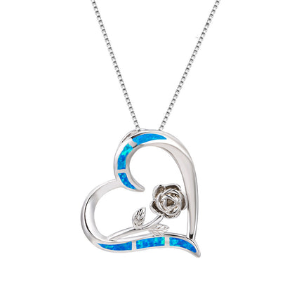 Platinum Auabo Love Rose Necklace